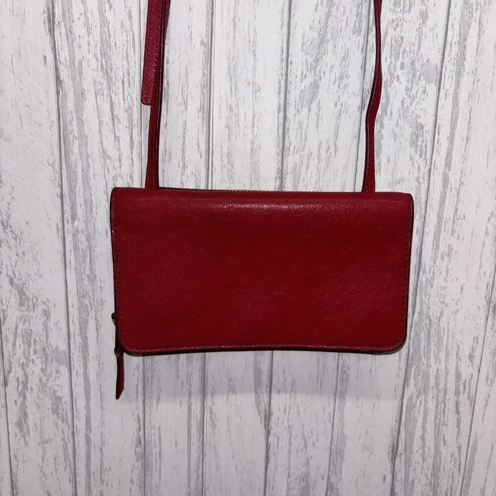 Womens Vintage Fossil Crossbody Red Leather Bag - Picture 2 of 8